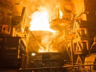 High carbon ferro silicon uses A steel furnace with flames burning brightly